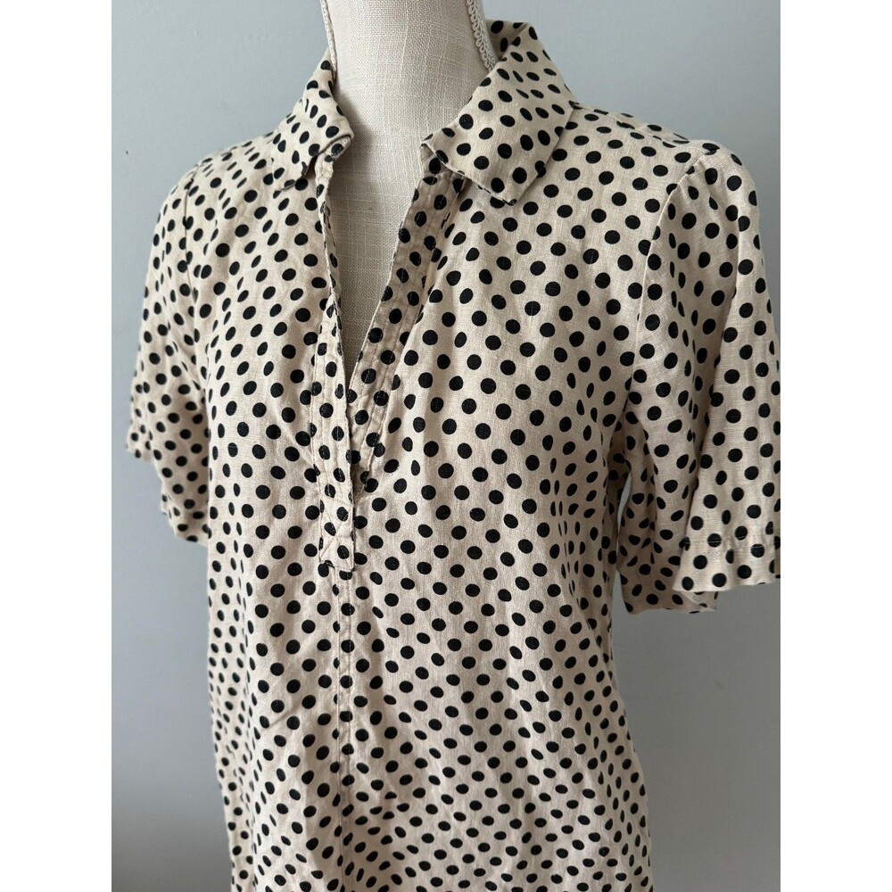 J.Crew Bungalow Popover Dress in Dot Linen Size XST Preppy Classic